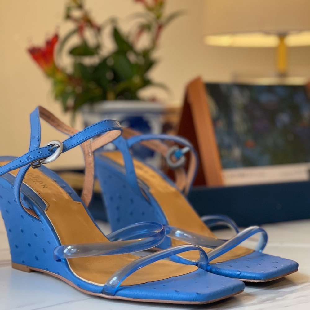 JAGGAR Blue Ostrich Heels